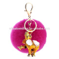 Wholesale Rabbit Fur Ball Keychain mix Colors 8CM Metal Geniune Fur Ball Keyring Bag Charm